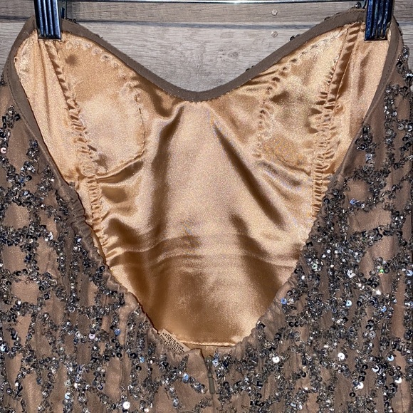 SCALA silk strapless sequin beaded cocktail dress - Picture 5 of 6